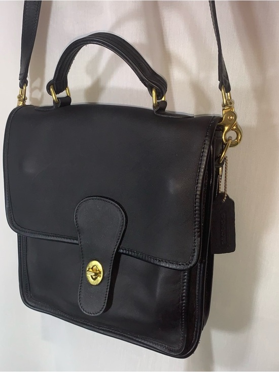 Coach Handbags - Coach Black Leather Top-Handle Crossbody Bag with Gold Hardware